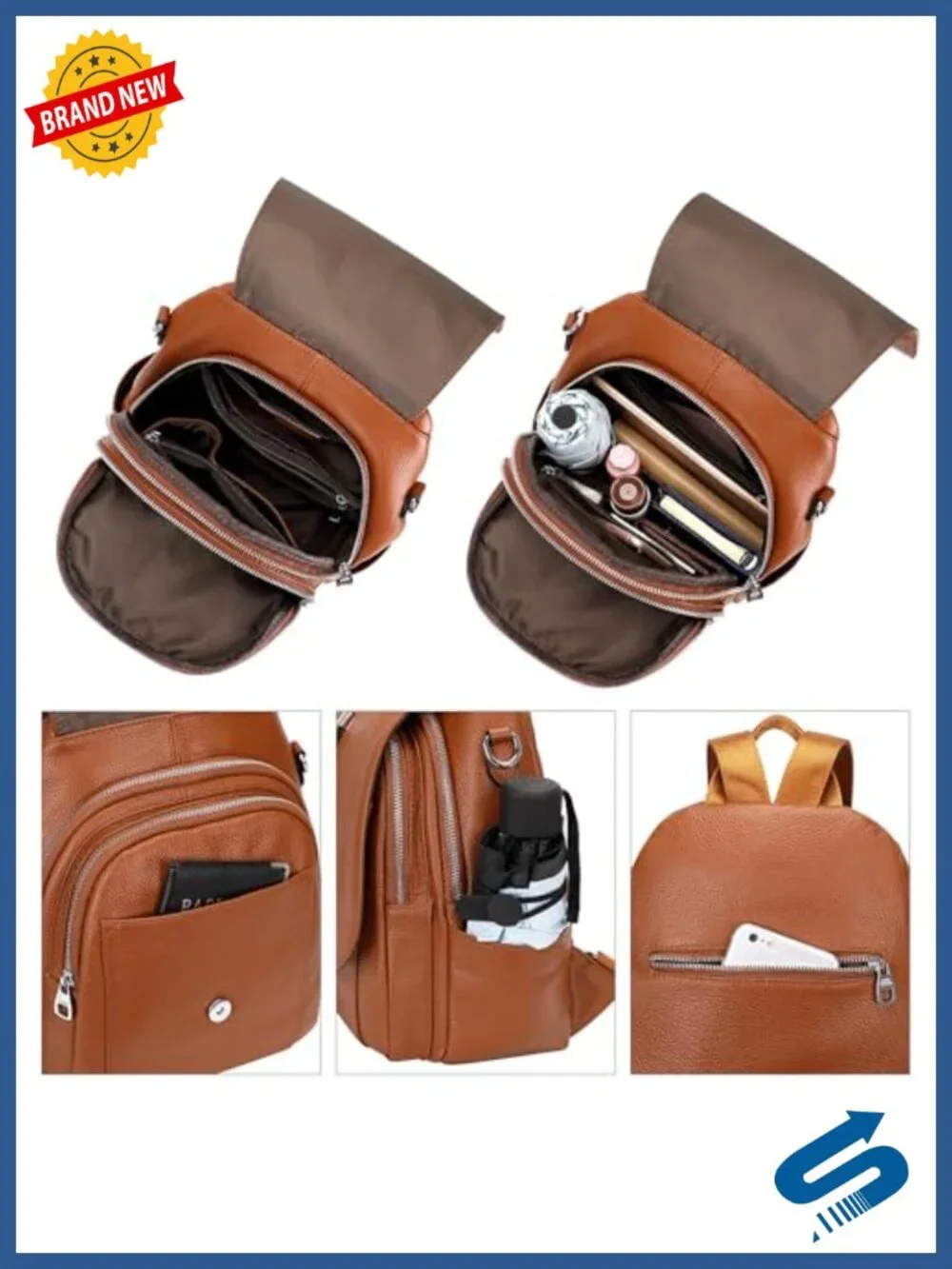 Genuine Leather Backpack for Women Convertible 3 in 1 Carry Bag Fits 9.7